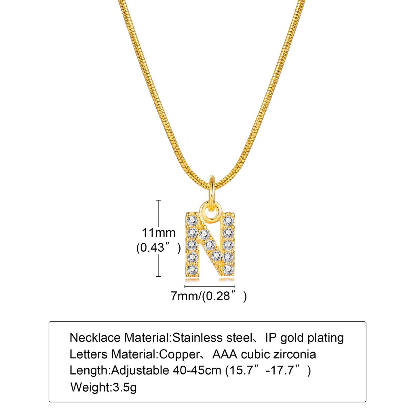 Ins Style Simple Style Letter Stainless Steel Plating Inlay Zircon 18k Gold Plated Necklace Pendant