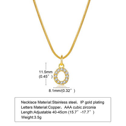 Ins Style Simple Style Letter Stainless Steel Plating Inlay Zircon 18k Gold Plated Necklace Pendant