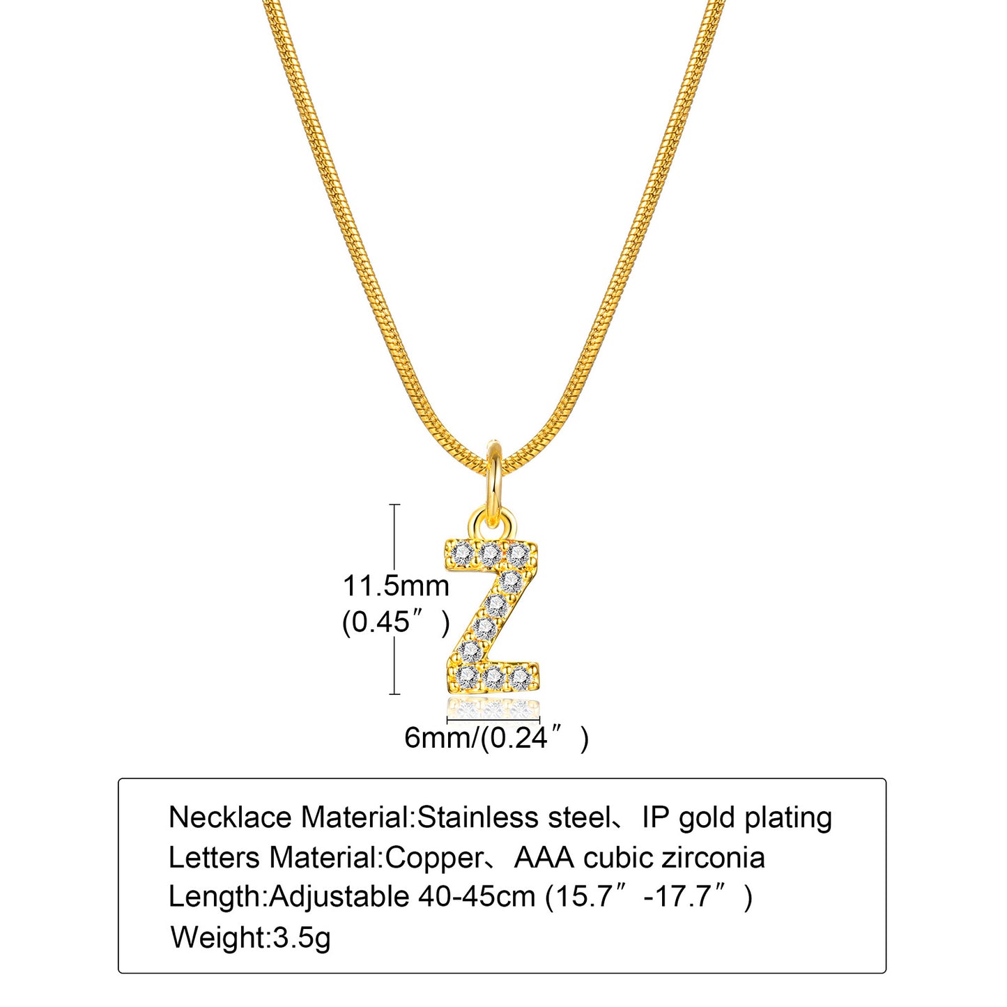 Ins Style Simple Style Letter Stainless Steel Plating Inlay Zircon 18k Gold Plated Necklace Pendant