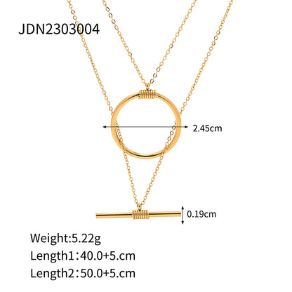 Simple Style Round Stainless Steel Plating Gold Plated Layered Necklaces