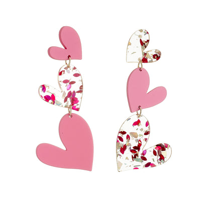 Sweet Heart Shape Arylic Women's Drop Earrings