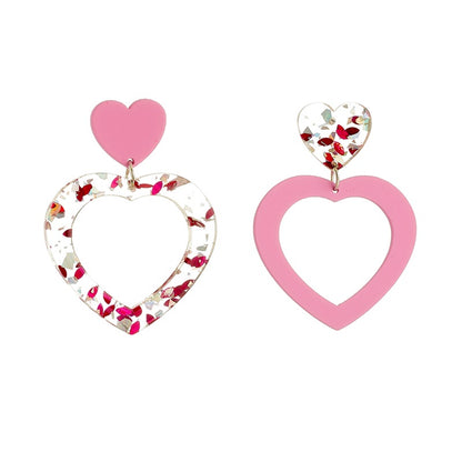 Sweet Heart Shape Arylic Women's Drop Earrings