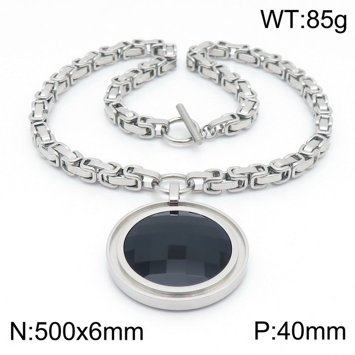 Fashion New Stainless Steel Single-piece Chain Round Multi-color Glass Stone Female Bracelet And Necklace Set