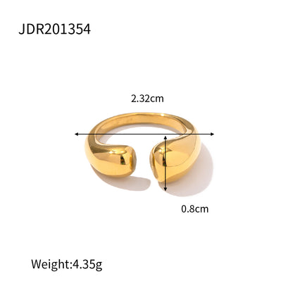 Ins Style Simple Style Solid Color Stainless Steel Asymmetrical Plating 18k Gold Plated Open Ring