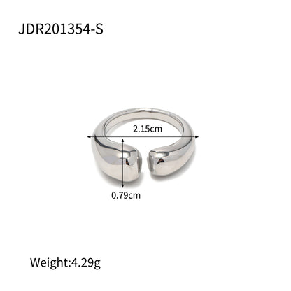 Ins Style Simple Style Solid Color Stainless Steel Asymmetrical Plating 18k Gold Plated Open Ring