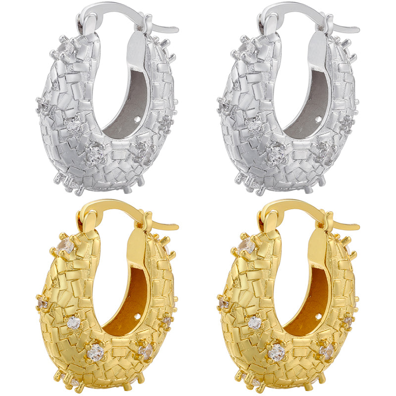 1 Pair Elegant Glam Oval Brass Plating Inlay Zircon 18k Gold Plated Earrings