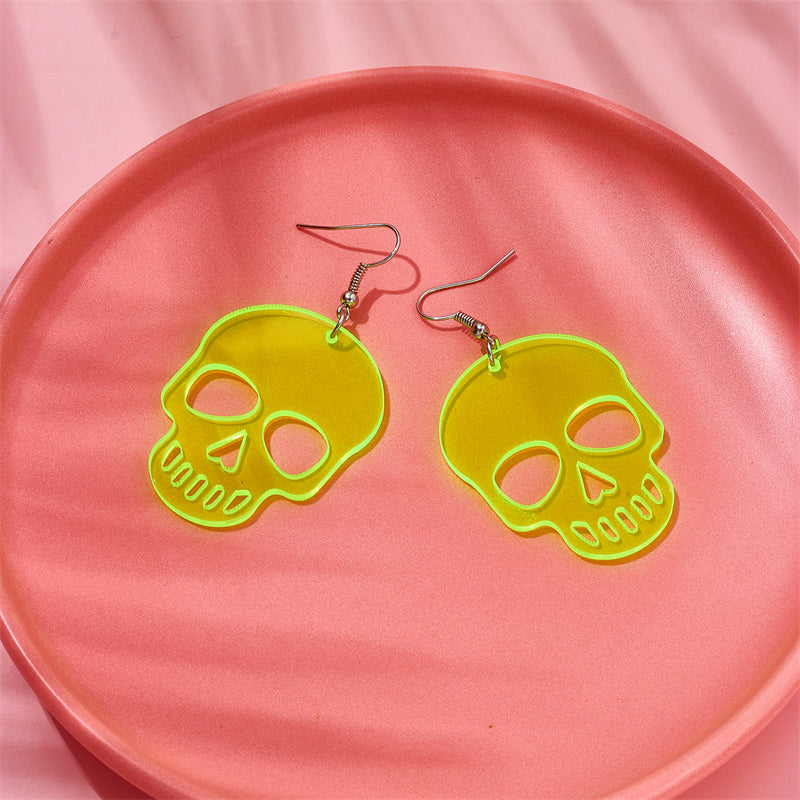 Funny Cool Style Skull Arylic Hollow Out Women's Drop Earrings