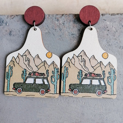 Bohemian Landscape Wood Women's Drop Earrings