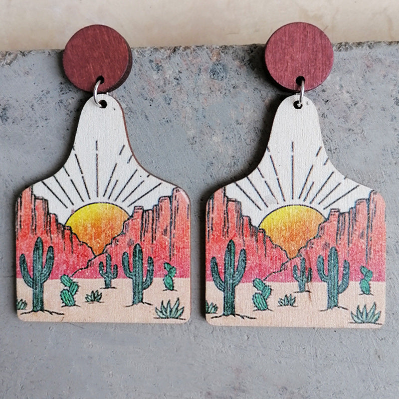 Bohemian Landscape Wood Women's Drop Earrings