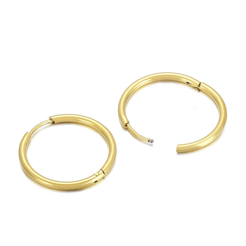 1 Pair Streetwear Solid Color Stainless Steel Hoop Earrings