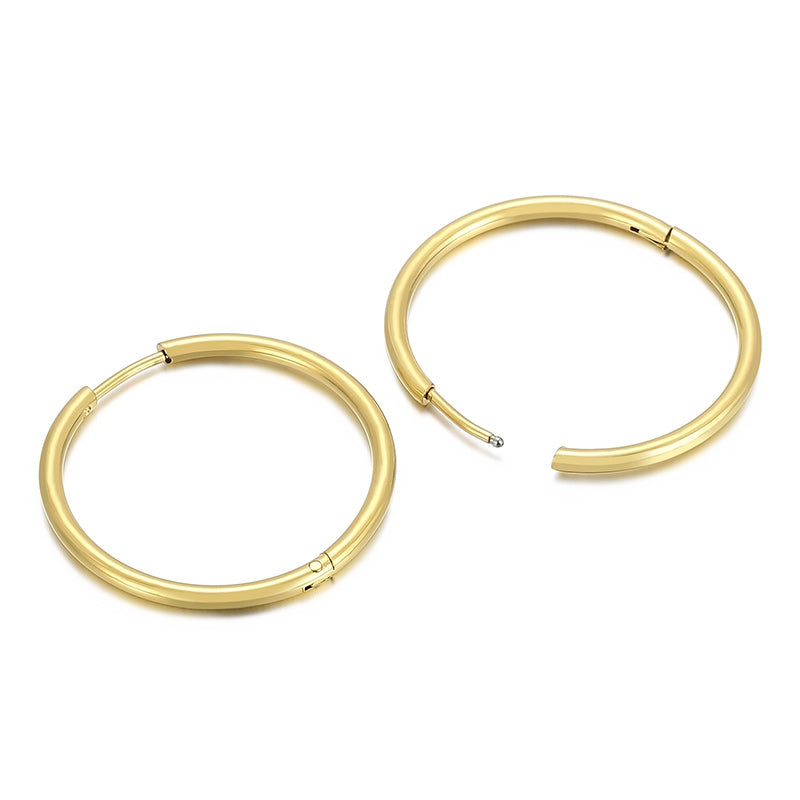 1 Pair Streetwear Solid Color Stainless Steel Hoop Earrings