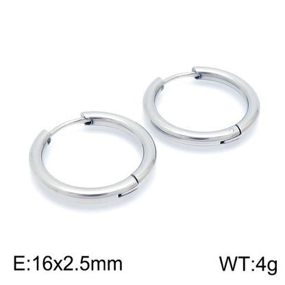 1 Pair Streetwear Solid Color Stainless Steel Hoop Earrings