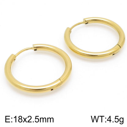 1 Pair Streetwear Solid Color Stainless Steel Hoop Earrings