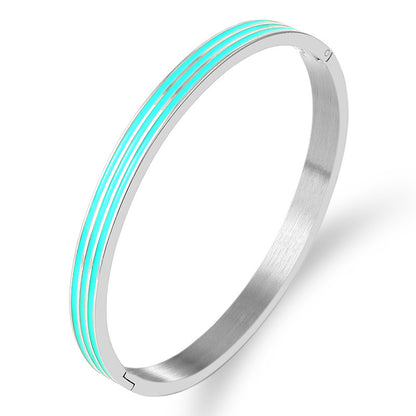 Streetwear Stripe Stainless Steel Bangle In Bulk