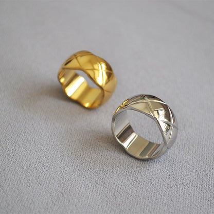 Fashion Lingge Titanium Steel Plating Rings 1 Piece