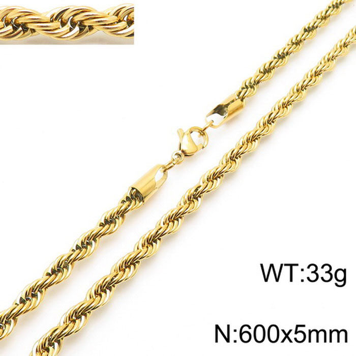 Casual Simple Style Solid Color Stainless Steel Titanium Steel Plating Gold Plated Necklace