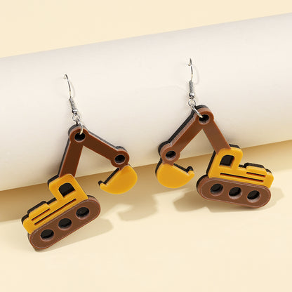 Cartoon Style Funny Excavator Arylic Women's Drop Earrings