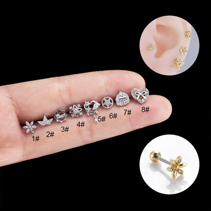 1 Piece Casual Flower Metal Plating Inlay Zircon Ear Studs