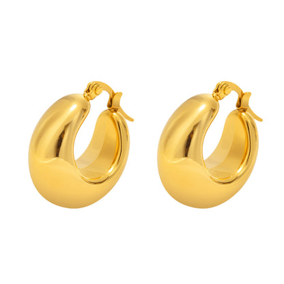 Simple Style Solid Color Stainless Steel Gold Plated Earrings 1 Pair