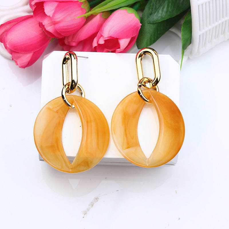 Roman Style Solid Color Arylic Polishing Women's Drop Earrings