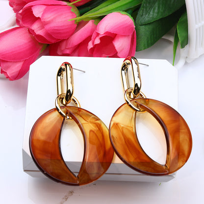 Roman Style Solid Color Arylic Polishing Women's Drop Earrings