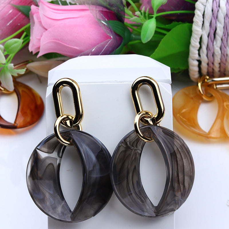 Roman Style Solid Color Arylic Polishing Women's Drop Earrings