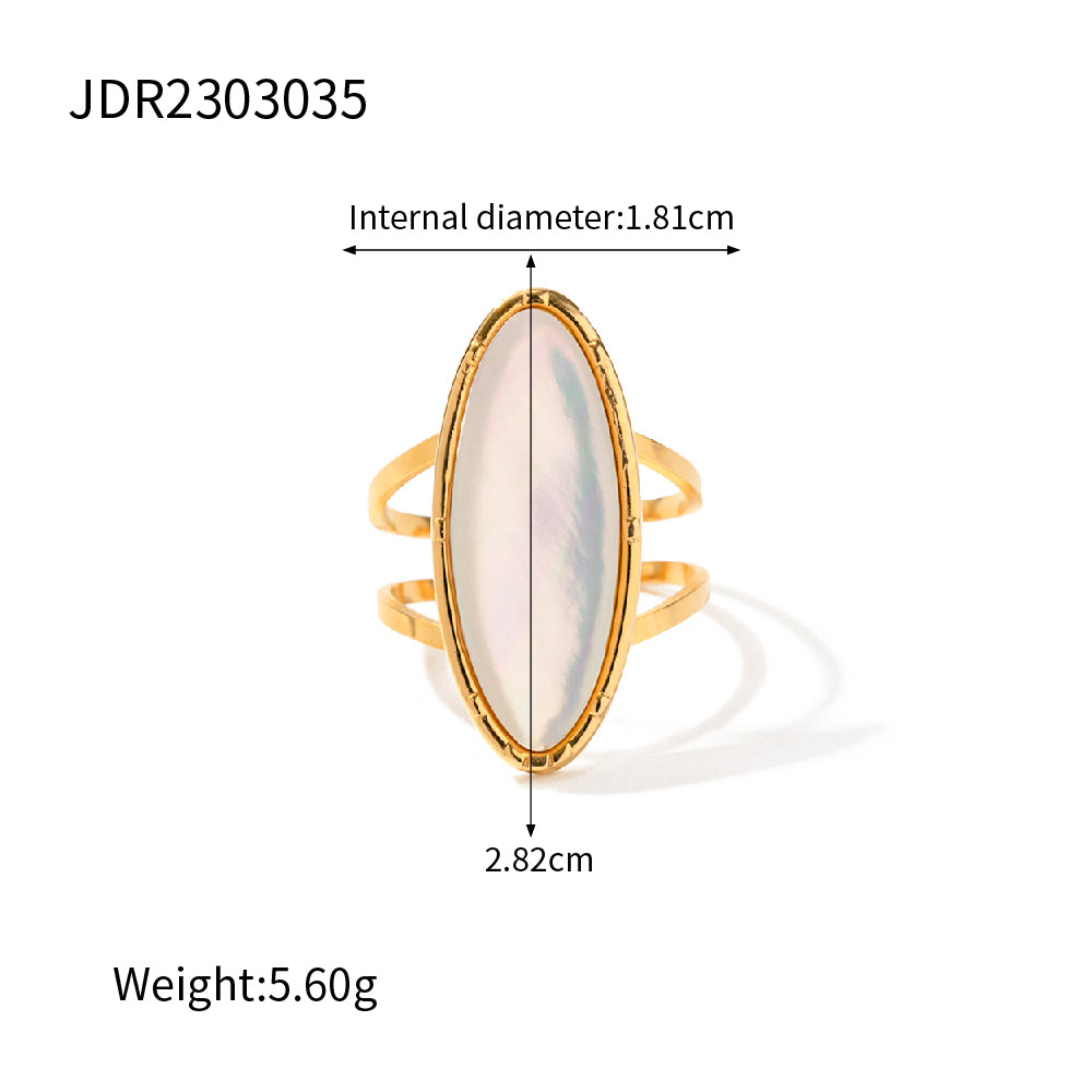 Ins Style Simple Style Horse Eye Stainless Steel Plating Inlay Shell 18k Gold Plated Open Ring