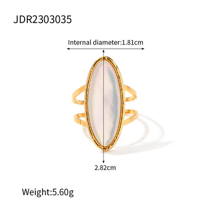 Ins Style Simple Style Horse Eye Stainless Steel Plating Inlay Shell 18k Gold Plated Open Ring