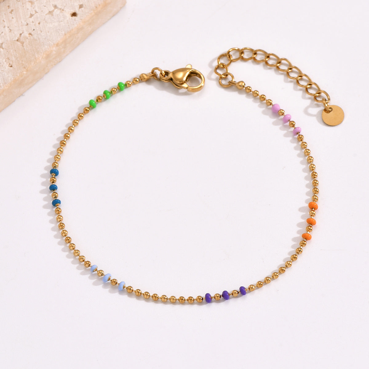 Vacation Simple Style Colorful Stainless Steel Epoxy Plating 14k Gold Plated Bracelets