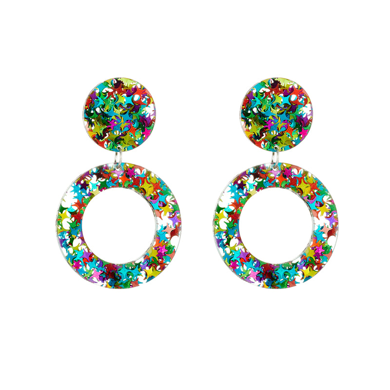 Modern Style Round Heart Shape Arylic Sequins Women's Drop Earrings