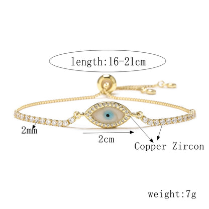 Copper Simple Style Classic Style Devil's Eye Infinity Hand Of Fatima Plating Inlay Zircon Bracelets