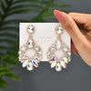 1 Pair Luxurious Geometric Inlay Alloy Rhinestones Glass Gold Plated Chandelier Earrings Drop Earrings