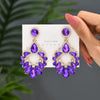 1 Pair Luxurious Geometric Inlay Alloy Rhinestones Glass Gold Plated Chandelier Earrings Drop Earrings