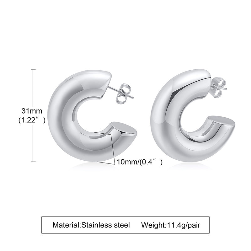 1 Pair Simple Style C Shape Plating Stainless Steel Titanium Steel Ear Studs