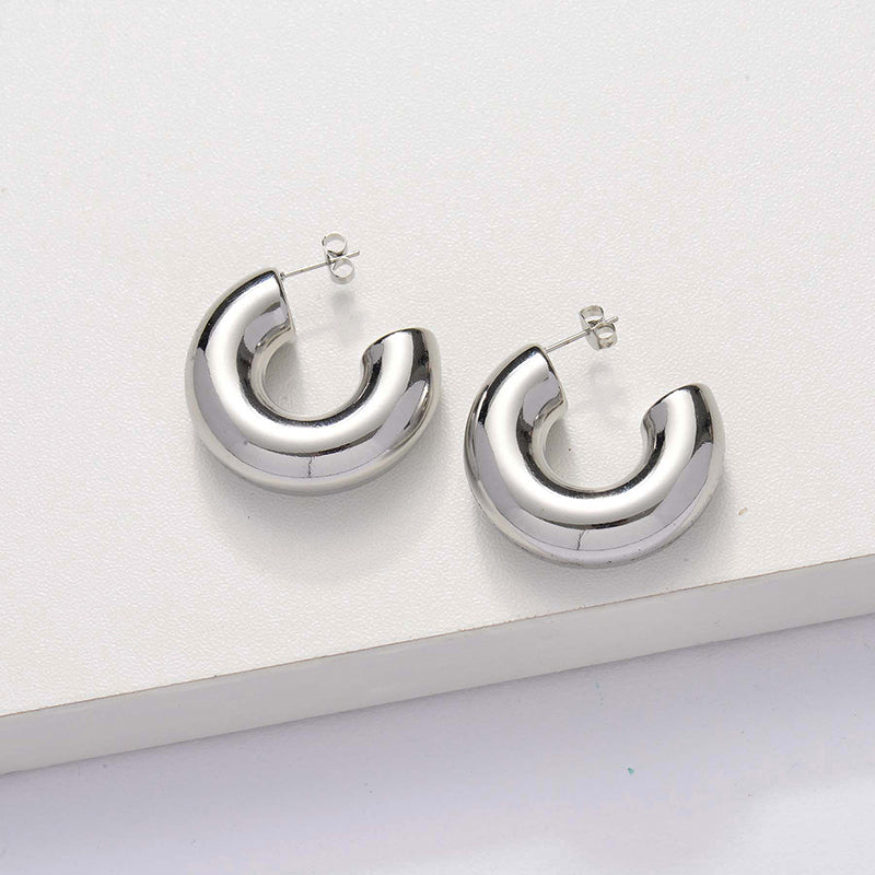 1 Pair Simple Style C Shape Plating Stainless Steel Titanium Steel Ear Studs