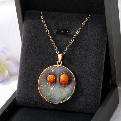 Sweet Simple Style Flower Resin Epoxy Women's Pendant Necklace