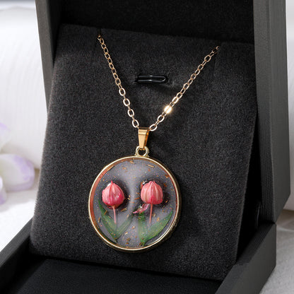 Sweet Simple Style Flower Resin Epoxy Women's Pendant Necklace