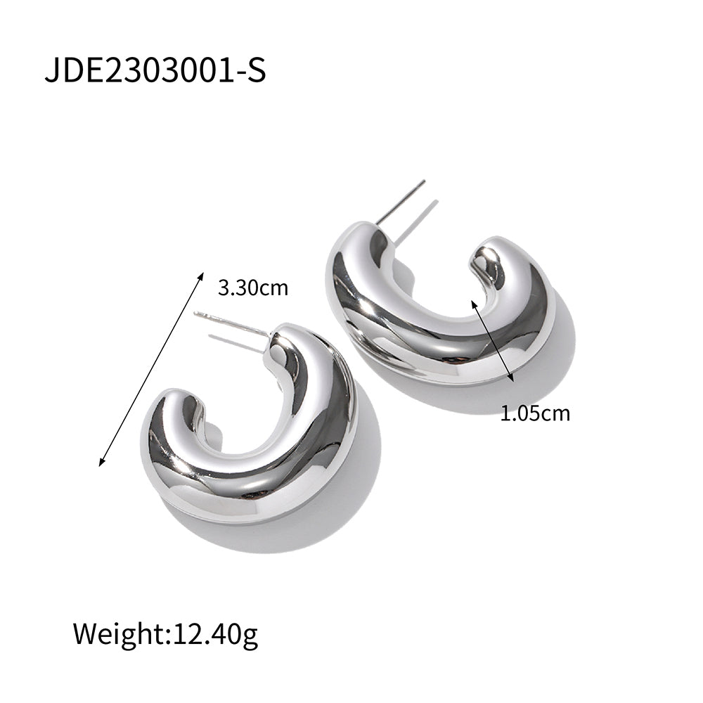 1 Pair Ins Style C Shape Plating Stainless Steel 18k Gold Plated Ear Studs