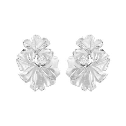 1 Pair Elegant Glam Exaggerated Irregular Flower Shell Plating Alloy Drop Earrings