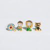 1 Set Cute Cartoon Character Asymmetrical Plating Inlay Brass Zircon 18k Gold Plated Ear Studs