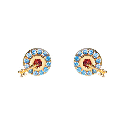 1 Set Cute Cartoon Character Asymmetrical Plating Inlay Brass Zircon 18k Gold Plated Ear Studs