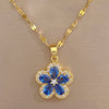 Wholesale Glam Flower Titanium Steel Copper Inlay Zircon Earrings Necklace