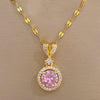 Titanium Steel Copper Luxurious Inlay Round Heart Shape Zircon Earrings Necklace