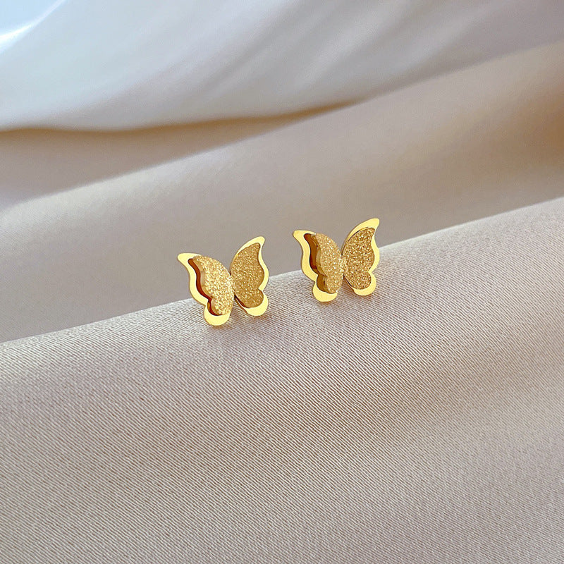 1 Pair Simple Style Butterfly Plating Titanium Steel Ear Studs