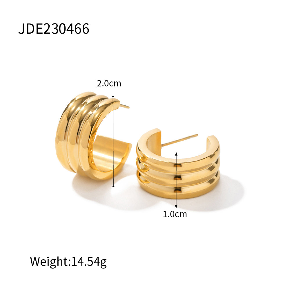 1 Pair Ins Style Simple Style C Shape Plating Stainless Steel 18k Gold Plated Ear Studs