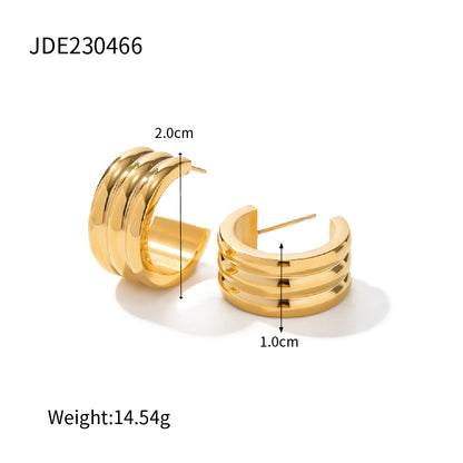 1 Pair Ins Style Simple Style C Shape Plating Stainless Steel 18k Gold Plated Ear Studs