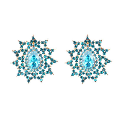 Lady Ethnic Style Water Droplets Alloy Inlay Rhinestones Women's Ear Studs