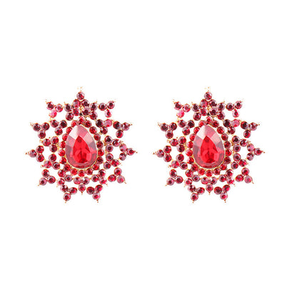 Lady Ethnic Style Water Droplets Alloy Inlay Rhinestones Women's Ear Studs