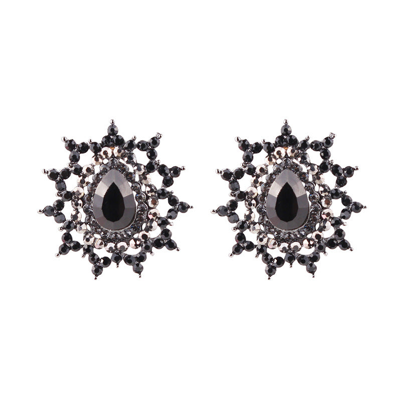 Lady Ethnic Style Water Droplets Alloy Inlay Rhinestones Women's Ear Studs