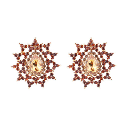 Lady Ethnic Style Water Droplets Alloy Inlay Rhinestones Women's Ear Studs